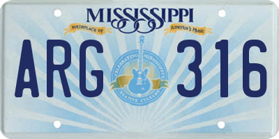 MS license plate ARG316