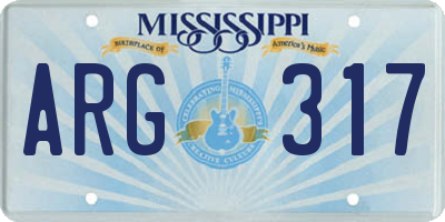 MS license plate ARG317