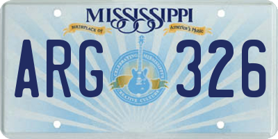 MS license plate ARG326