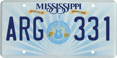 MS license plate ARG331