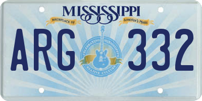 MS license plate ARG332
