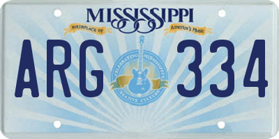 MS license plate ARG334