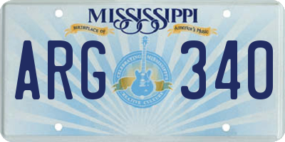 MS license plate ARG340