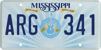 MS license plate ARG341