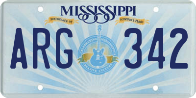 MS license plate ARG342