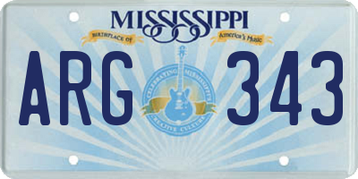 MS license plate ARG343