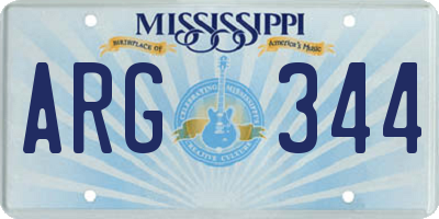 MS license plate ARG344