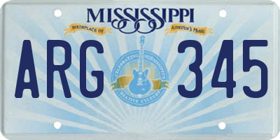 MS license plate ARG345