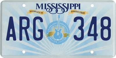 MS license plate ARG348