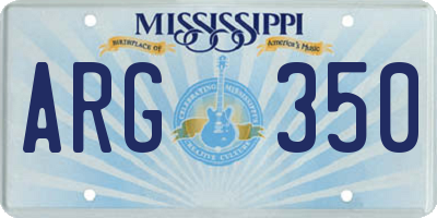 MS license plate ARG350