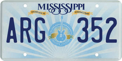 MS license plate ARG352