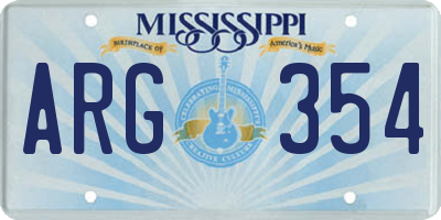 MS license plate ARG354