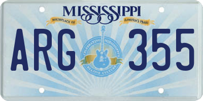 MS license plate ARG355