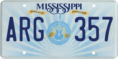 MS license plate ARG357