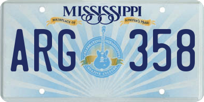 MS license plate ARG358