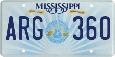 MS license plate ARG360