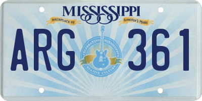 MS license plate ARG361