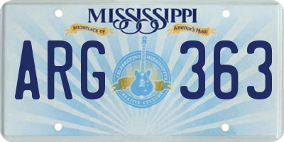 MS license plate ARG363