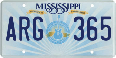 MS license plate ARG365
