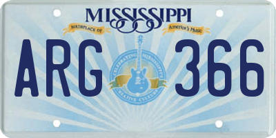 MS license plate ARG366