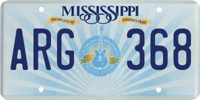 MS license plate ARG368