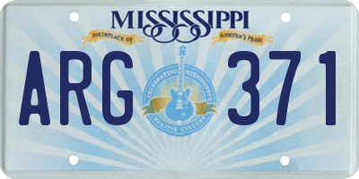MS license plate ARG371