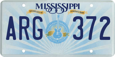 MS license plate ARG372