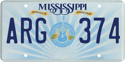 MS license plate ARG374