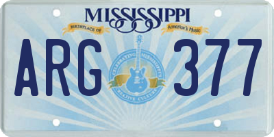 MS license plate ARG377