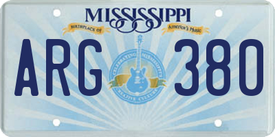 MS license plate ARG380