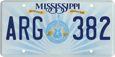 MS license plate ARG382