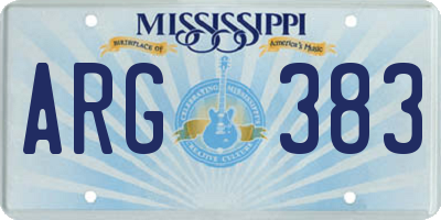MS license plate ARG383