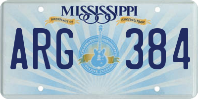 MS license plate ARG384