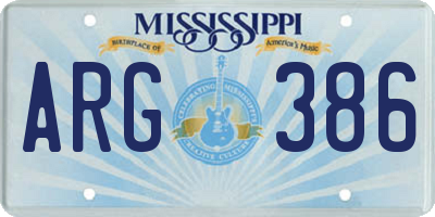 MS license plate ARG386