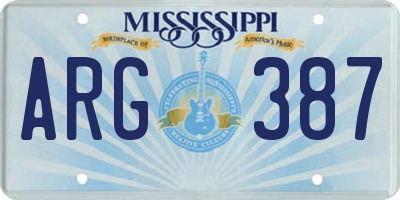 MS license plate ARG387