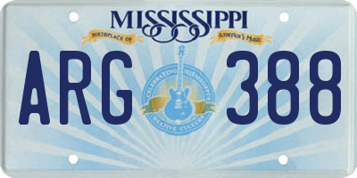 MS license plate ARG388