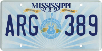 MS license plate ARG389
