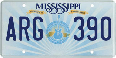 MS license plate ARG390