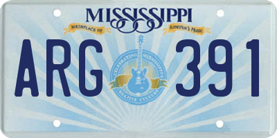 MS license plate ARG391