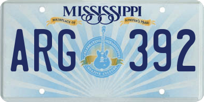 MS license plate ARG392