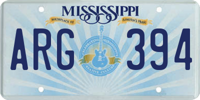 MS license plate ARG394
