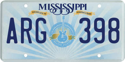 MS license plate ARG398