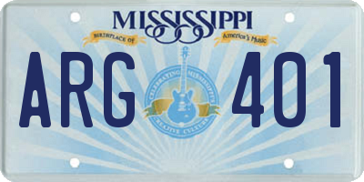 MS license plate ARG401