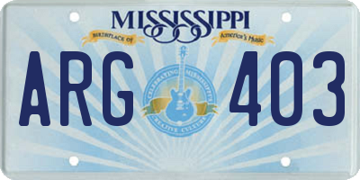 MS license plate ARG403