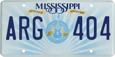 MS license plate ARG404