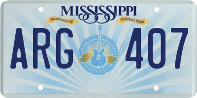 MS license plate ARG407