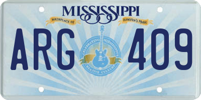 MS license plate ARG409