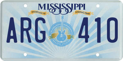 MS license plate ARG410