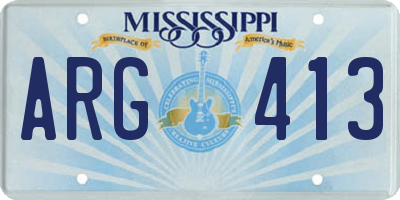 MS license plate ARG413