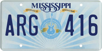 MS license plate ARG416